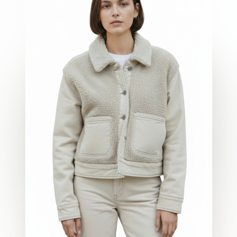 NWT CELEBRITY PINK ,Cream Demin  Sherpa Jacket. Size XS